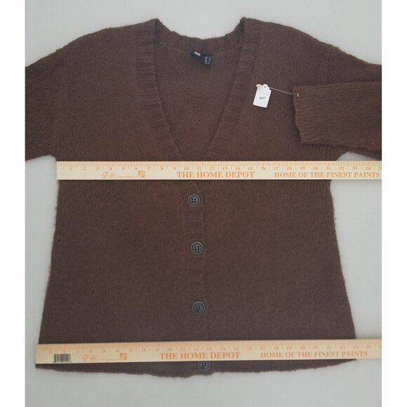 INSIGHT WOMEN'S MOHAIR MIX KNITTED CROPPED BUTTON CARDIGAN SIZE 2 #847 - Picture 7 of 11